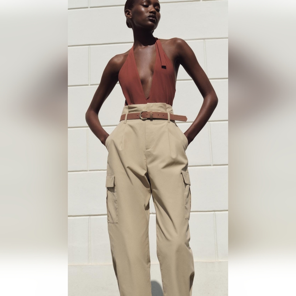 NWT Zara belted paperbag cargo pants